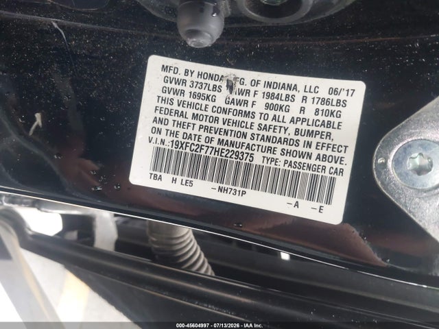 Honda CIVIC EX 2017 19XFC2F77HE229375 Image 9