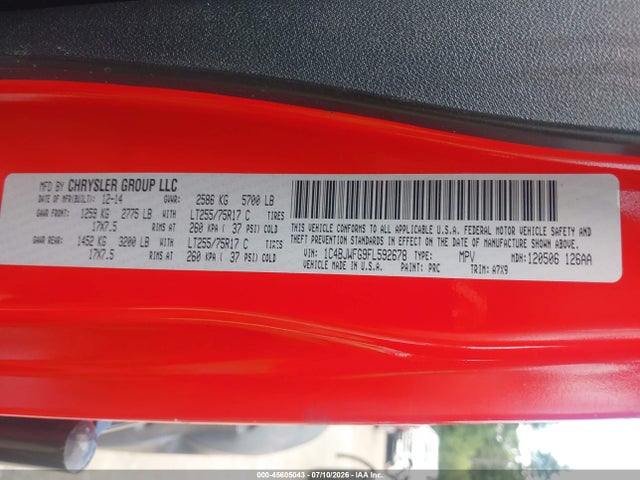 1C4BJWFG9FL592678 Jeep Wrangler Unlimited Rubicon