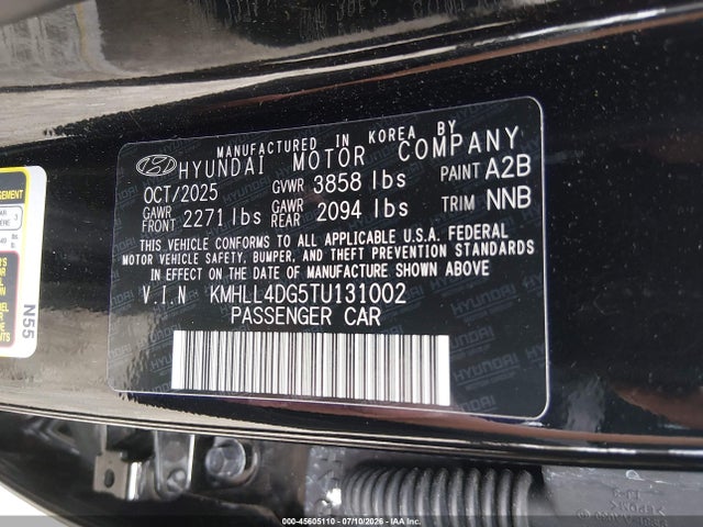 2026 Hyundai Elantra Se მანქანა იყიდება აუქციონზე, vin: KMHLL4DG5TU131002, აუქციონის ნომერი: 45605110