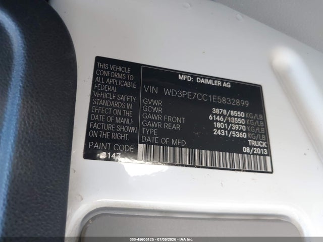 Aukcja sprzedaży 2014 Mercedes-benz Sprinter 2500 Normal Roof, vin: WD3PE7CC1E5832899, numer aukcji: 45605125