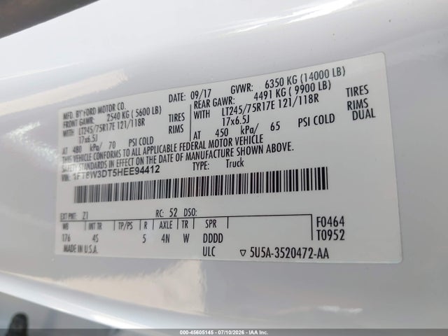 Ford F-350 Xl 2017 1FT8W3DT5HEE94412 Image 8