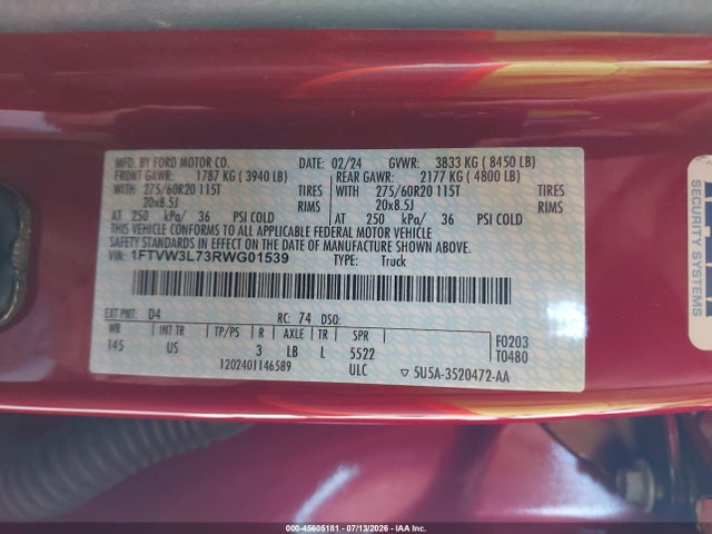 Ford F-150 Lightning Flash 2024 1FTVW3L73RWG01539 Image 9