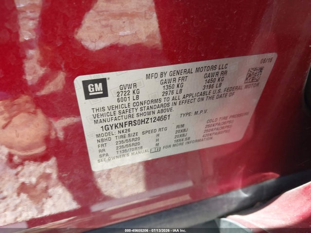 Продаж на аукціоні авто 2017 Cadillac Xt5 Platinum, vin: 1GYKNFRS0HZ124661, номер лоту: 45605206