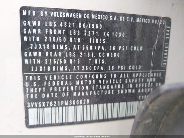 Продажа на аукционе авто 2023 Volkswagen Taos 1.5t Se, vin: 3VVSX7B21PM306029, номер лота: 45605329