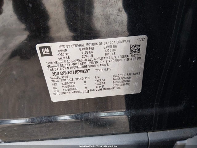 Chevrolet Equinox Premier 2018 2GNAXWEX7J6209597 Image 9