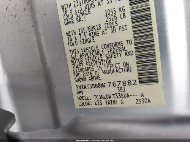 5N1AT3BB8MC767882 Nissan Rogue Sv Intelligent Awd