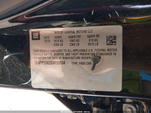 2016 Buick Verano მანქანა იყიდება აუქციონზე, vin: 1G4PP5SK2G4139504, აუქციონის ნომერი: 45605463