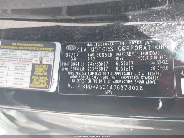 KIA Sedona L 2018 KNDMA5C14J6378028 Image 9