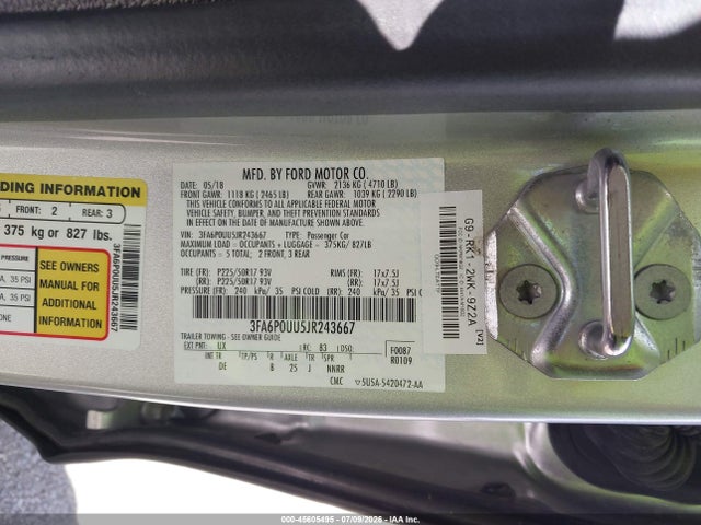 Ford Fusion Hybrid S 2018 3FA6P0UU5JR243667 Image 9