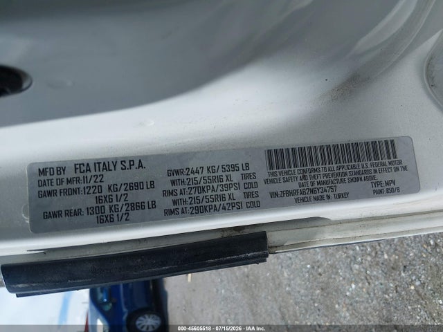 2022 Ram Promaster City Cargo Van მანქანა იყიდება აუქციონზე, vin: ZFBHRFAB2N6Y34757, აუქციონის ნომერი: 45605518