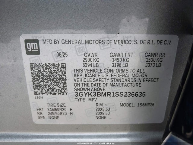Aukcja sprzedaży 2025 Cadillac Optiq Luxury 1 Awd, vin: 3GYK3BMR1SS236635, numer aukcji: 45605531