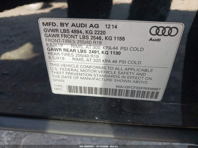 WA1GFCFS5FR008987 Audi Q3 2.0t Premium Plus
