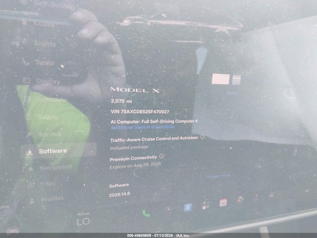45605609 :رقم المزاد ، 7SAXCDE52SF470927 vin ، 2025 Tesla Model X Long Range مزاد بيع