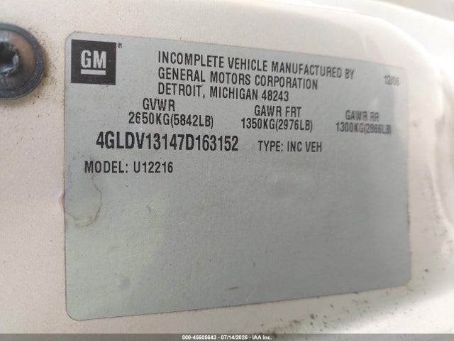 Продажа на аукционе авто 2007 Buick Terraza Cxl, vin: 4GLDV13147D163152, номер лота: 45605643