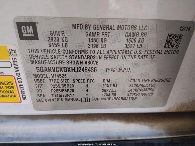 Buick Enclave Premium 2017 5GAKVCKDXHJ248436 Image 9