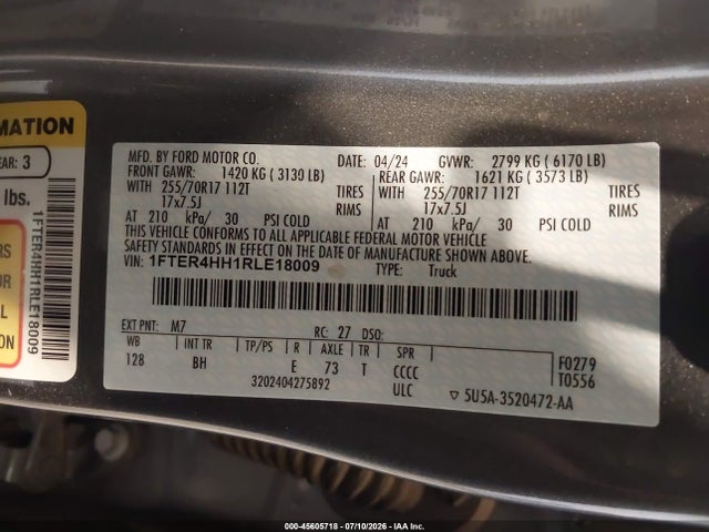 Ford Ranger Xlt 2024 1FTER4HH1RLE18009 Image 9