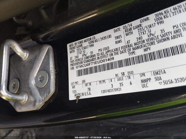 Продаж на аукціоні авто 2014 Ford Escape S, vin: 1FMCU0F71EUD01409, номер лоту: 45605737