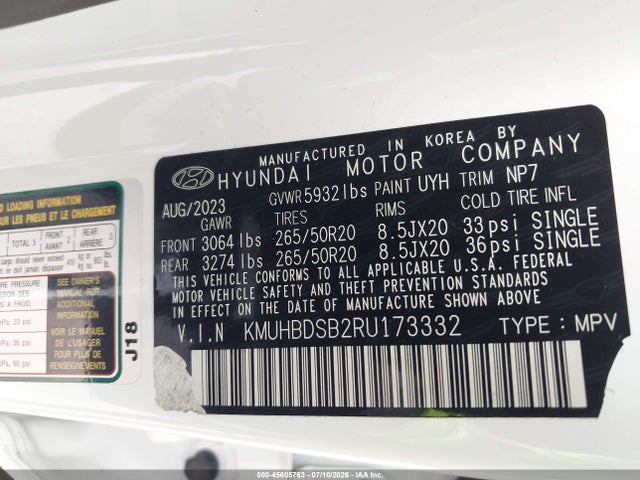 45605763 :رقم المزاد ، KMUHBDSB2RU173332 vin ، 2024 Genesis Gv80 2.5t Awd مزاد بيع