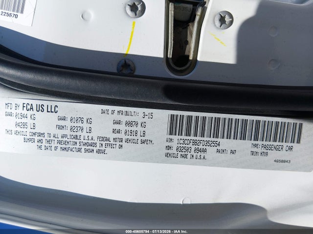 Dodge DART SXT 2015 1C3CDFBB2FD352554 Image 9