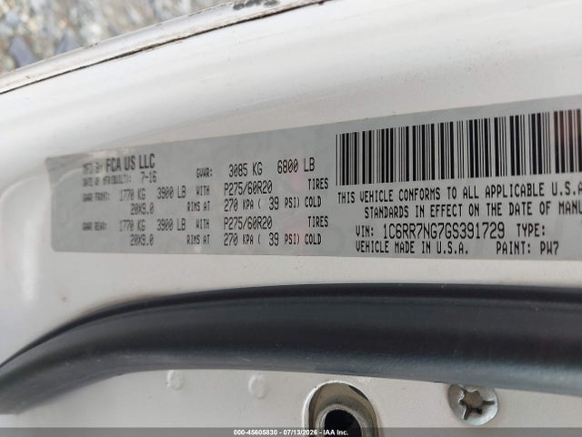 RAM 1500 Laramie 2016 1C6RR7NG7GS391729 Image 9
