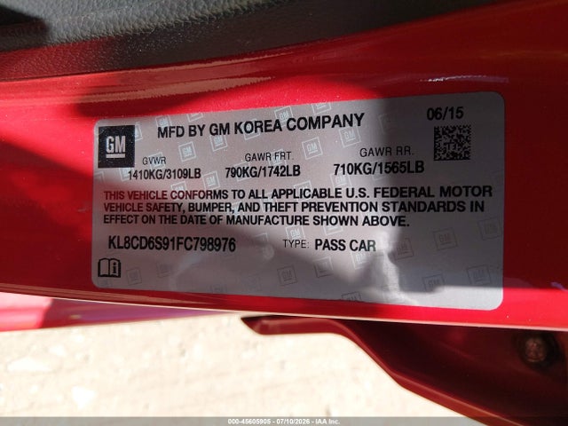 Chevrolet Spark 1lt Cvt 2015 KL8CD6S91FC798976 Image 9