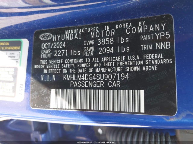 Продаж на аукціоні авто 2025 Hyundai Elantra Sel Sport, vin: KMHLM4DG4SU907194, номер лоту: 45605927
