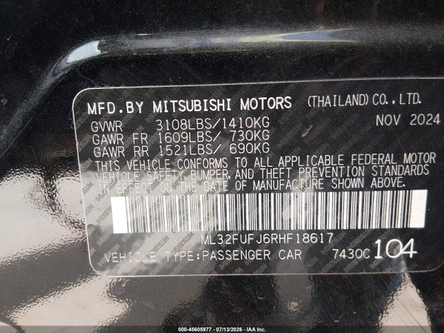 ML32FUFJ6RHF18617 Mitsubishi Mirage G4 Black Edition/es/le