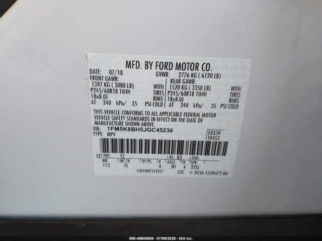Ford Explorer 2018 1FM5K8BH5JGC45236 Image 9