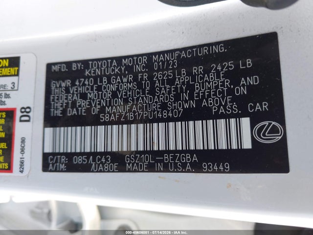 58AFZ1B17PU148407 Lexus Es 350 Ultra Luxury