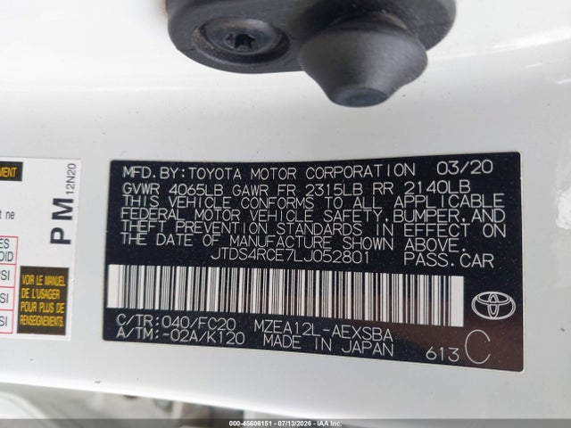 Toyota COROLLA SE 2020 JTDS4RCE7LJ052801 Image 9