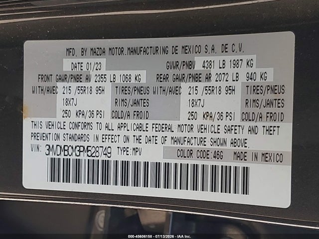 Aukcja sprzedaży 2023 Mazda Cx-30 2.5 S Preferred, vin: 3MVDMBCM3PM528749, numer aukcji: 45606158