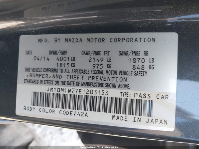 Продаж на аукціоні авто 2014 Mazda Mazda3 I Grand Touring, vin: JM1BM1W77E1203153, номер лоту: 45606163
