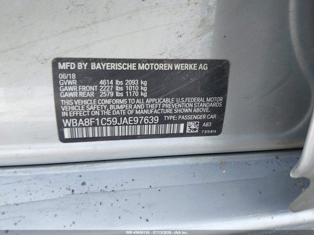 45606188 :رقم المزاد ، WBA8F1C59JAE97639 vin ، 2018 Bmw 328d Xdrive مزاد بيع