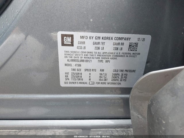 45606220 :رقم المزاد ، KL4MMDSL6MB109121 vin ، 2021 Buick Encore Gx Fwd Select مزاد بيع