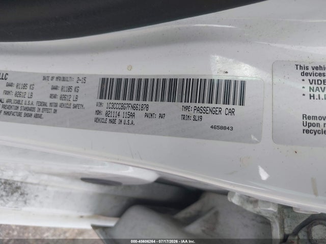 Продаж на аукціоні авто 2015 Chrysler 200 S, vin: 1C3CCCBG7FN661878, номер лоту: 45606264
