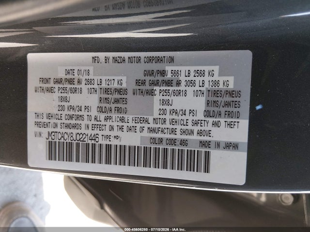 Mazda Cx-9 Touring 2018 JM3TCACY8J0221446 Image 9