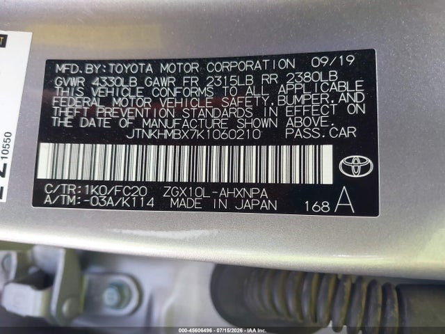 JTNKHMBX7K1060210 Toyota C-HR LE