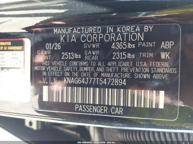Продаж на аукціоні авто 2026 Kia K5 Gt-line Fwd, vin: KNAG64J77T5472894, номер лоту: 45606561
