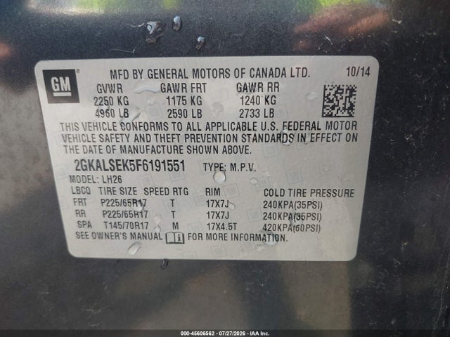 GMC Terrain Slt-1 2015 2GKALSEK5F6191551 Image 9
