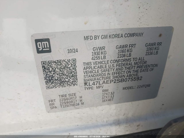 Aukcja sprzedaży 2025 Buick Envista Preferred Fwd, vin: KL47LAEP2SB075592, numer aukcji: 45606600