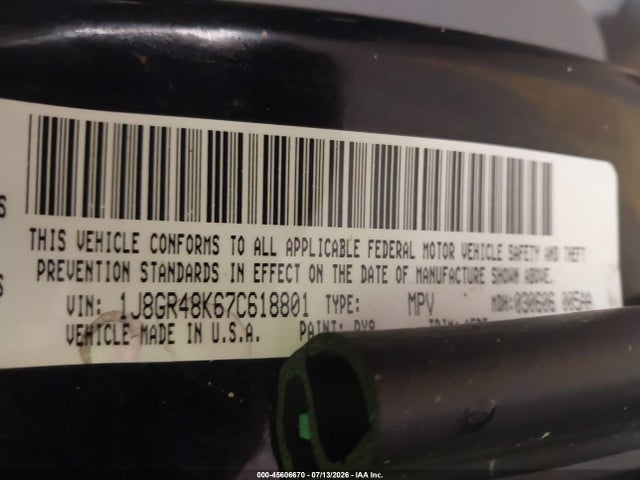 45606670 :رقم المزاد ، 1J8GR48K67C618801 vin ، 2007 Jeep Grand Cherokee Laredo مزاد بيع
