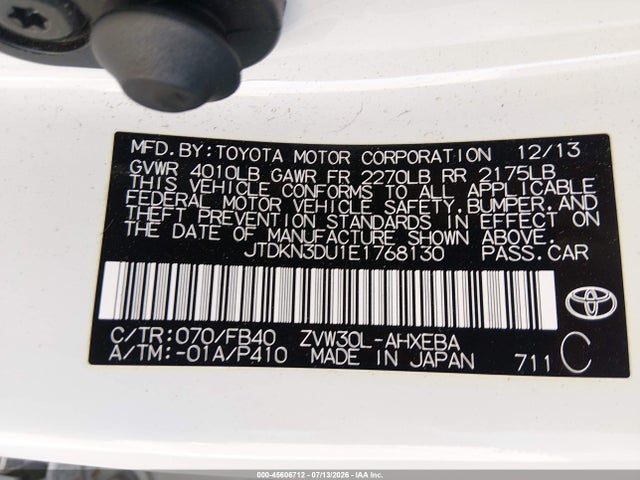 Toyota Prius Two 2014 JTDKN3DU1E1768130 Image 9