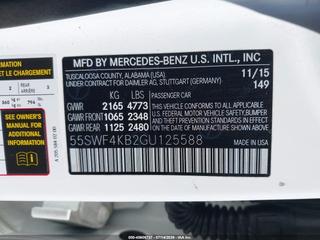 55SWF4KB2GU125588 Mercedes-Benz C 300 4matic