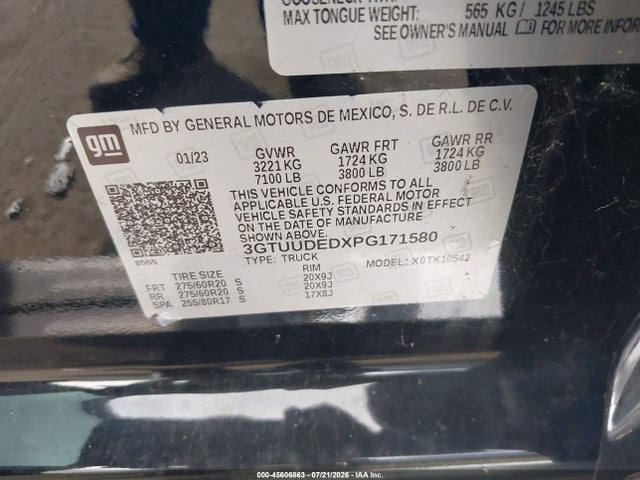 2023 Gmc Sierra 1500 4wd  Short Box Slt მანქანა იყიდება აუქციონზე, vin: 3GTUUDEDXPG171580, აუქციონის ნომერი: 45606863