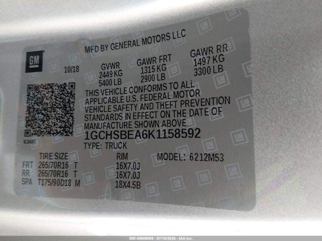 Chevrolet Colorado Wt 2019 1GCHSBEA6K1158592 Image 9