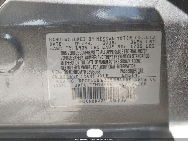 Nissan Versa 1.6 S 2024 3N1CN8DV7RL896058 Image 9