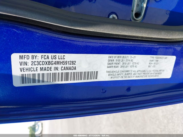 2C3CDXBG4MH591282 Dodge Charger Sxt Rwd