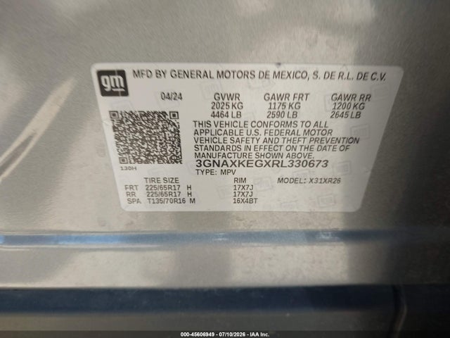 3GNAXKEGXRL330673 Chevrolet Equinox Fwd Lt
