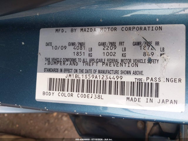 45606959 :رقم المزاد ، JM1BL1S59A1234499 vin ، 2010 Mazda Mazda3 S Grand Touring مزاد بيع