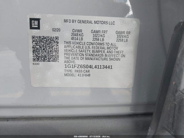 1G1FZ6S04L4113441 Chevrolet Bolt Ev Fwd Premier